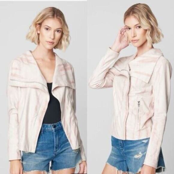 Anthropologie BlankNYC Hippie Dippe Faux Suede Jacket XS Pink Cream Moto Boho - Picture 1 of 13